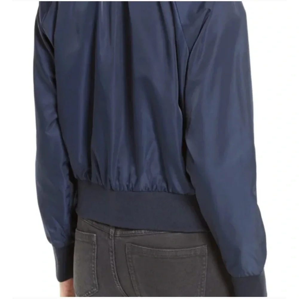 Free People XL Midnight Navy Bomber Jacket – Women's Classic Casual Outerwear‎